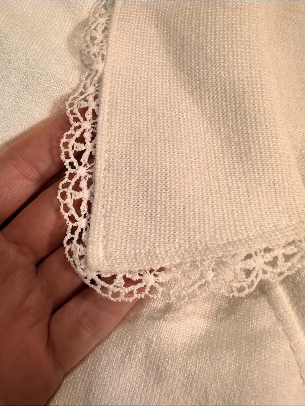 Short Sleeve Knit Blouse with Dainty Lace Trim Collar - Picture 2 of 10